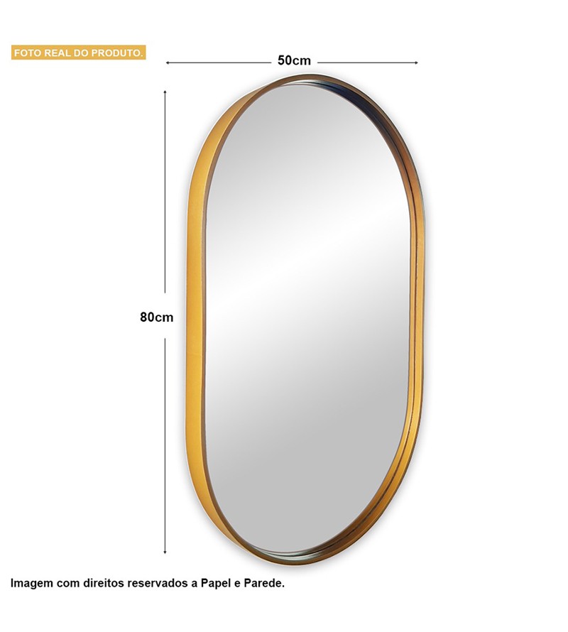 Espelho Oval Madrid com Moldura Dourada