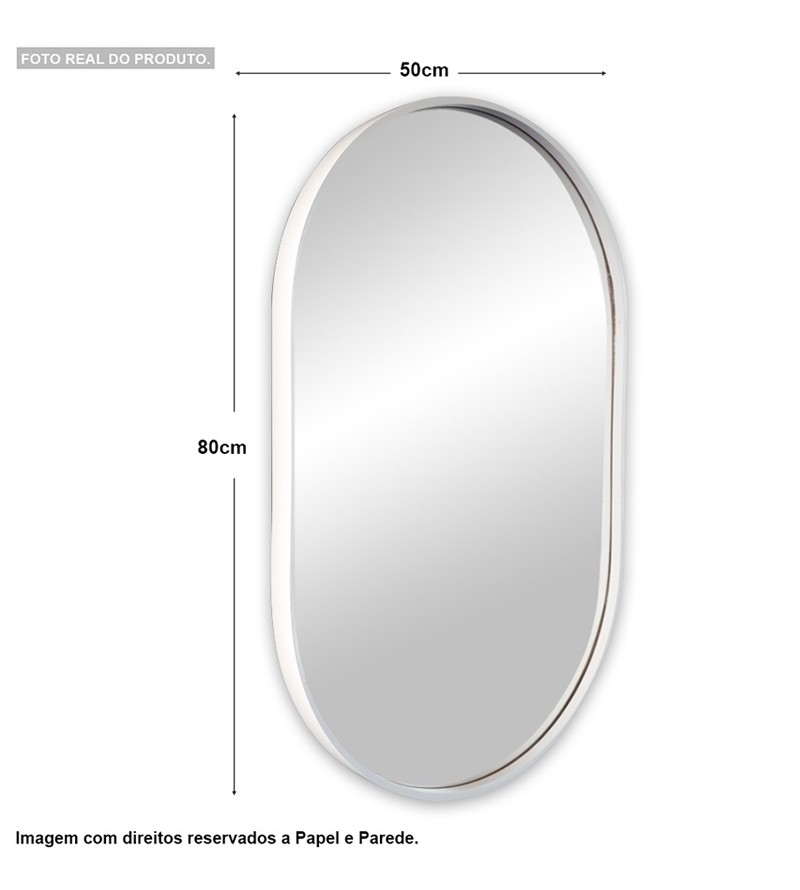 Espelho Oval Madrid com Moldura Branca