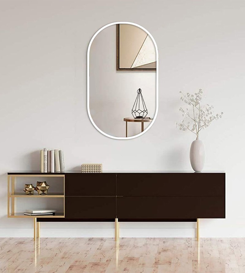 Espelho Oval Madrid com Moldura Branca