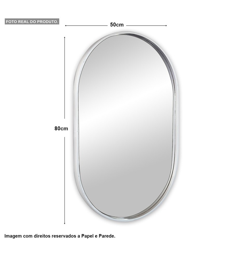 Espelho Oval Madrid com Moldura Prata