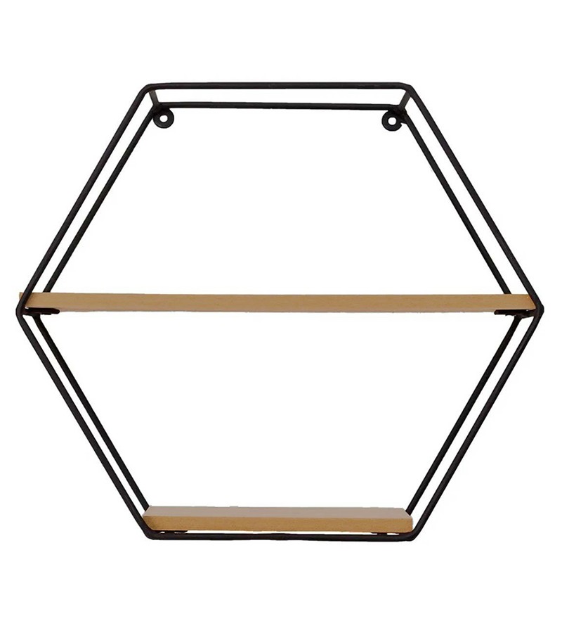 Prateleira Preta Hexagonal Aramado com 02...