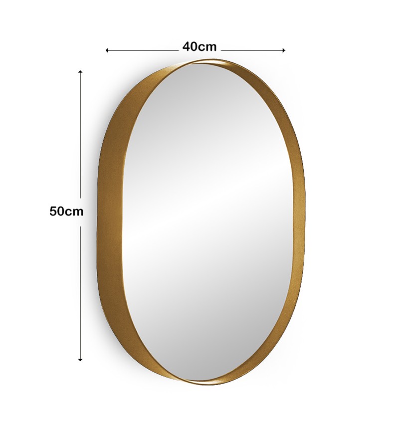 Espelho Oval com Moldura Dourada