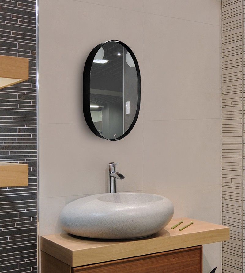 Espelho Oval com Moldura Preta