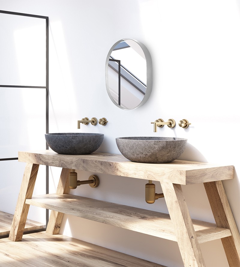 Espelho Oval com Moldura Prata