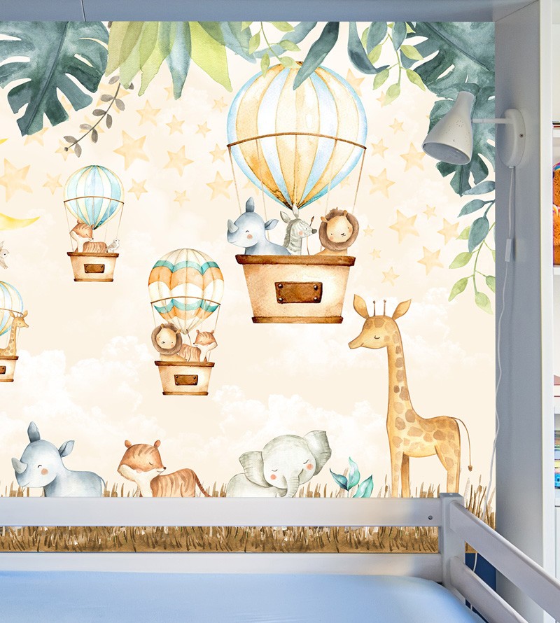 Papel de Parede Foto Mural Animais Infantil Safari Circo Aquarela