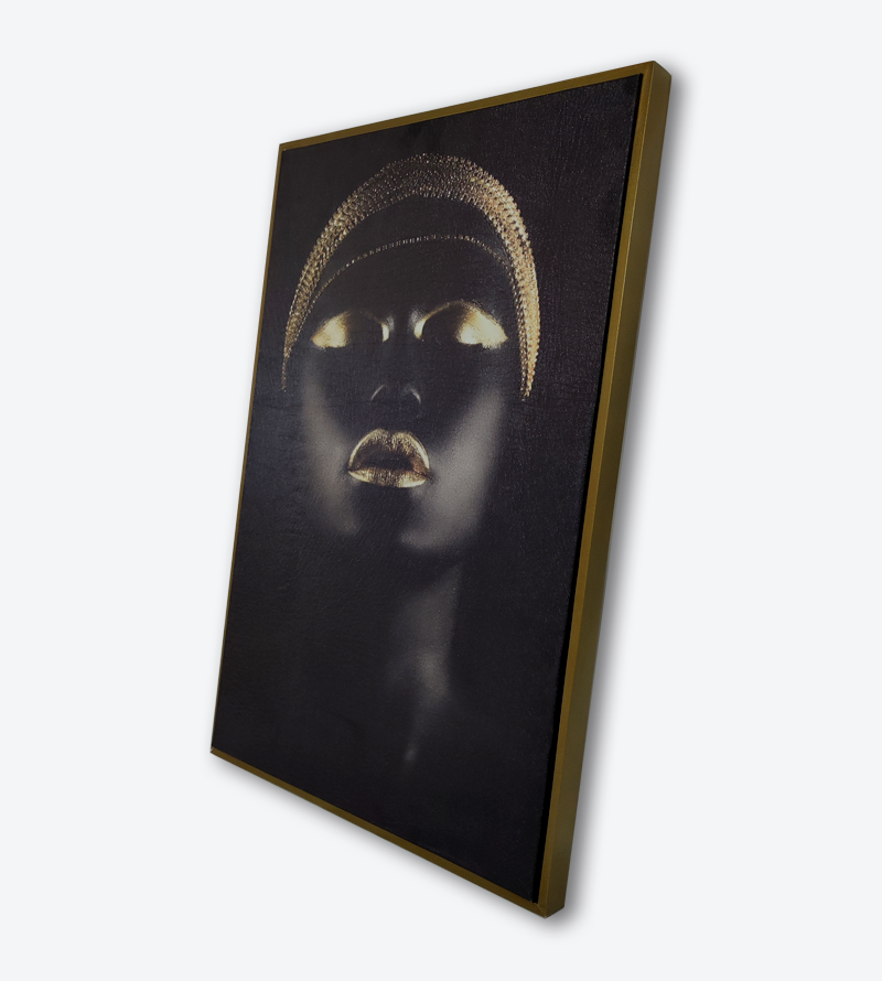 Quadro Decorativo Tela Negra Gold com Borda...
