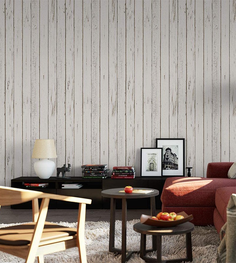 Papel de Parede Madeira Branca Silver