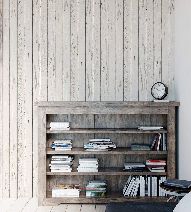 Papel de Parede Madeira Branca Silver