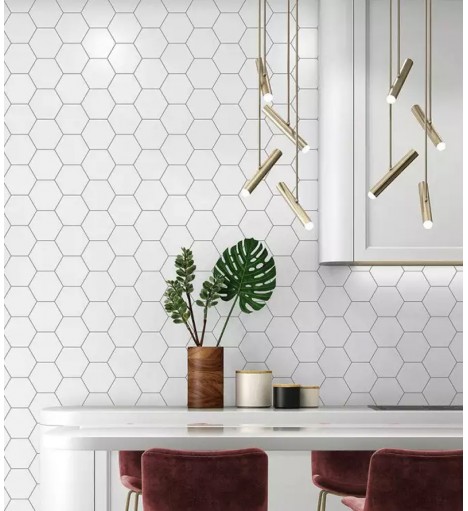 Papel de Parede Adesivo Lavável Decoração Pastilhas Azulejo Para Cozinha Bege  Xadrez 3D - Pro Decor