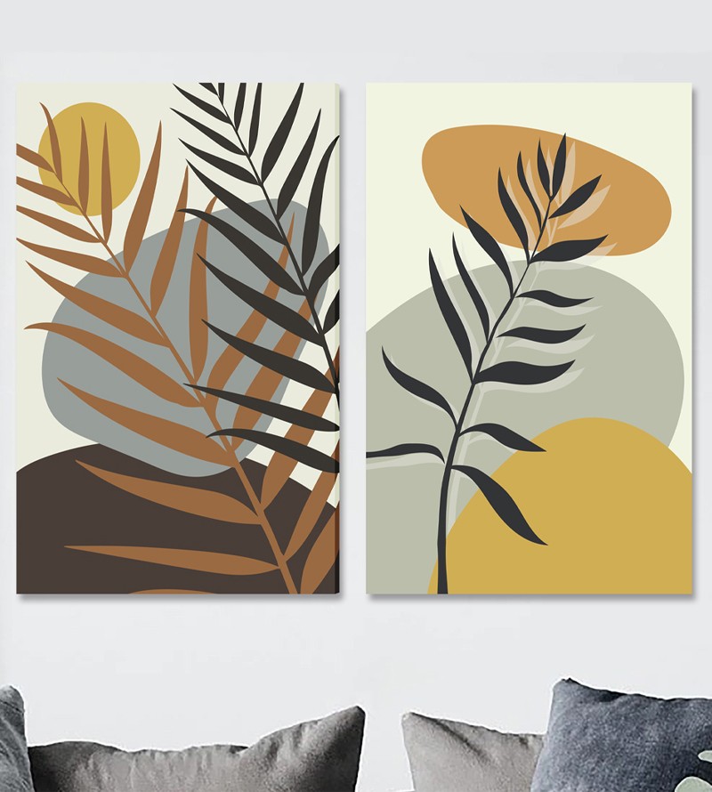 Quadro Decorativo 2 Telas Minimalista Botânico...