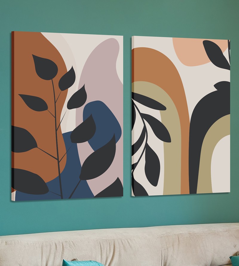 Quadro Decorativo 2 Telas Minimalista com Ramos