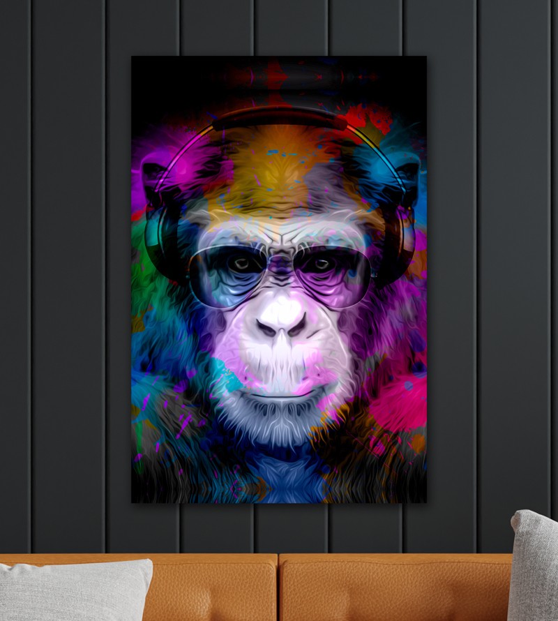 Quadro Decorativo Tela Dj Macaco Colorido