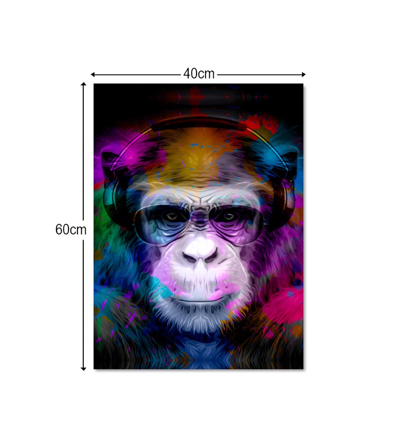 Quadro Decorativo Tela Dj Macaco Colorido