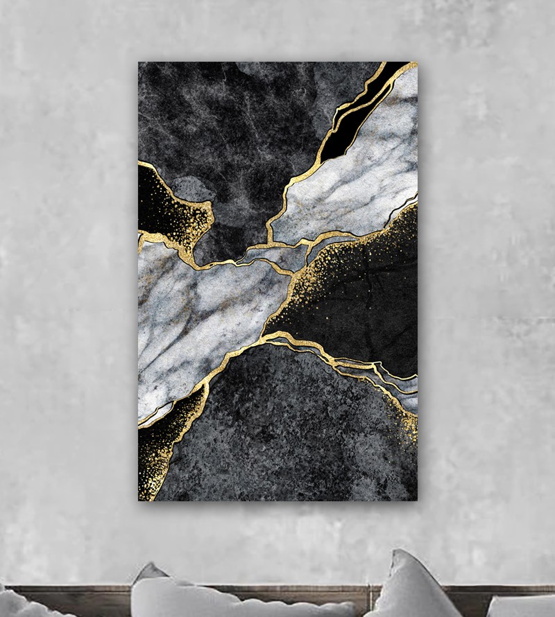 Quadro Decorativo Tela Abstrato Mármore Escuro...