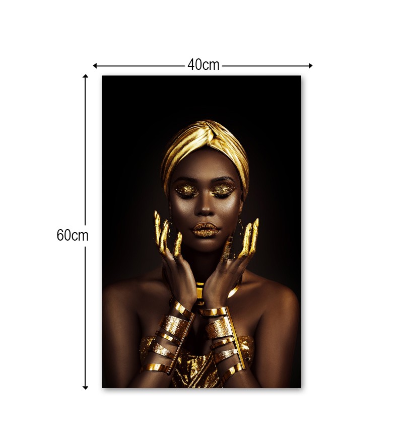 Quadro Decorativo Tela Mulher Negra Luxo com...