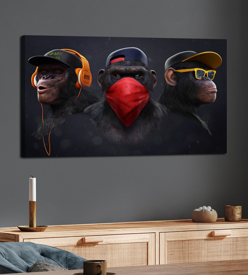 Quadro Decorativo Tela Gangue dos Macacos de Boné