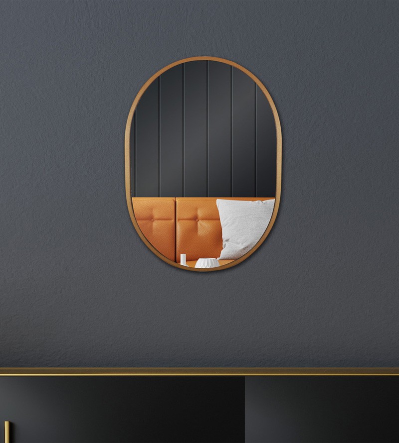 Espelho Oval Londres com Borda Dourada