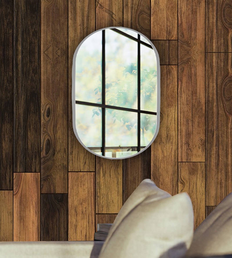 Espelho Oval Londres com Borda Prata