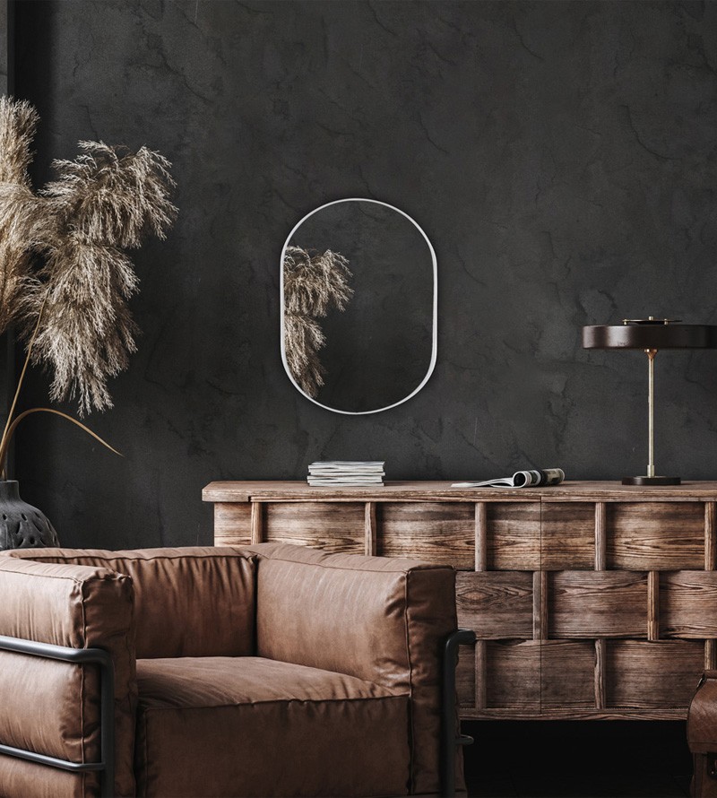 Espelho Oval Londres com Borda Branca