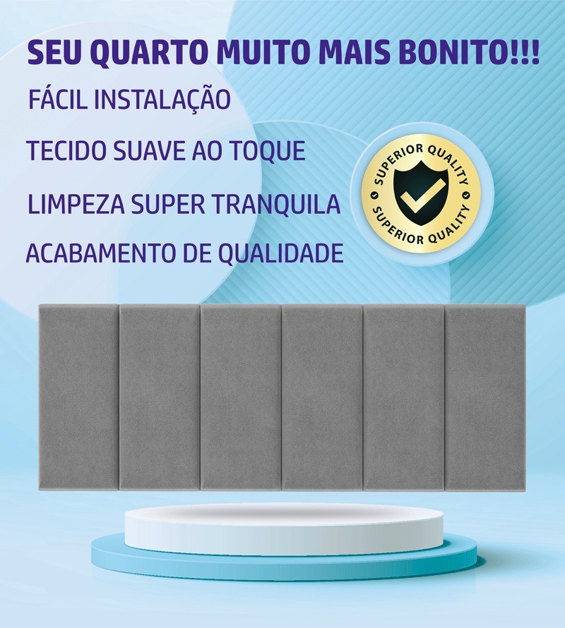 Cabeceira Dubai Suede Estofada para Cama Box de...