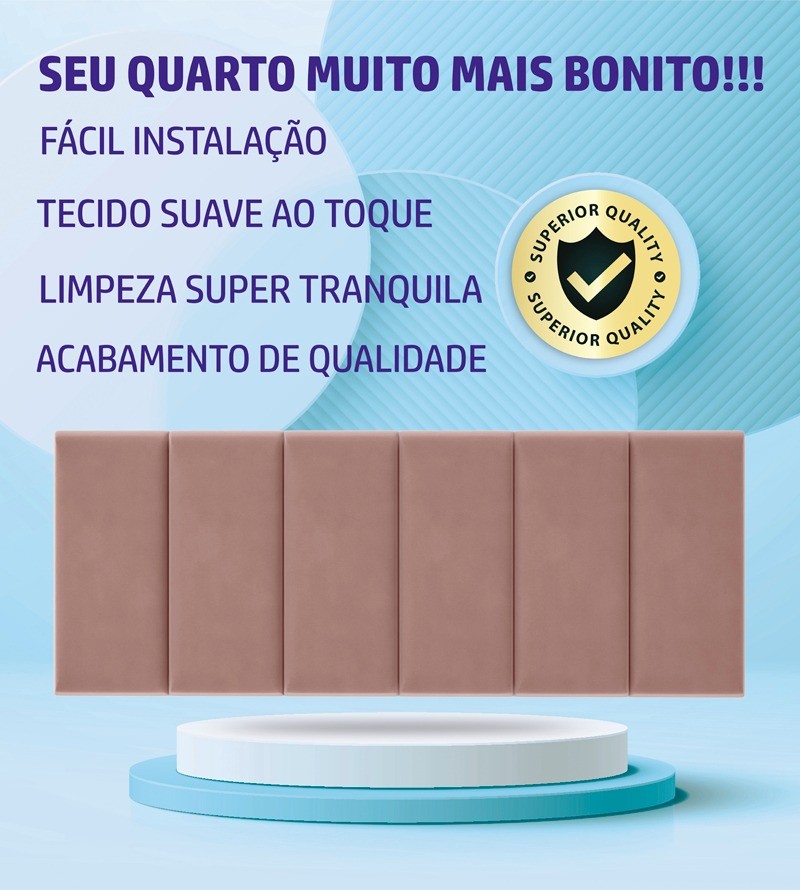 Cabeceira Dubai Suede Estofada para Cama Box de...