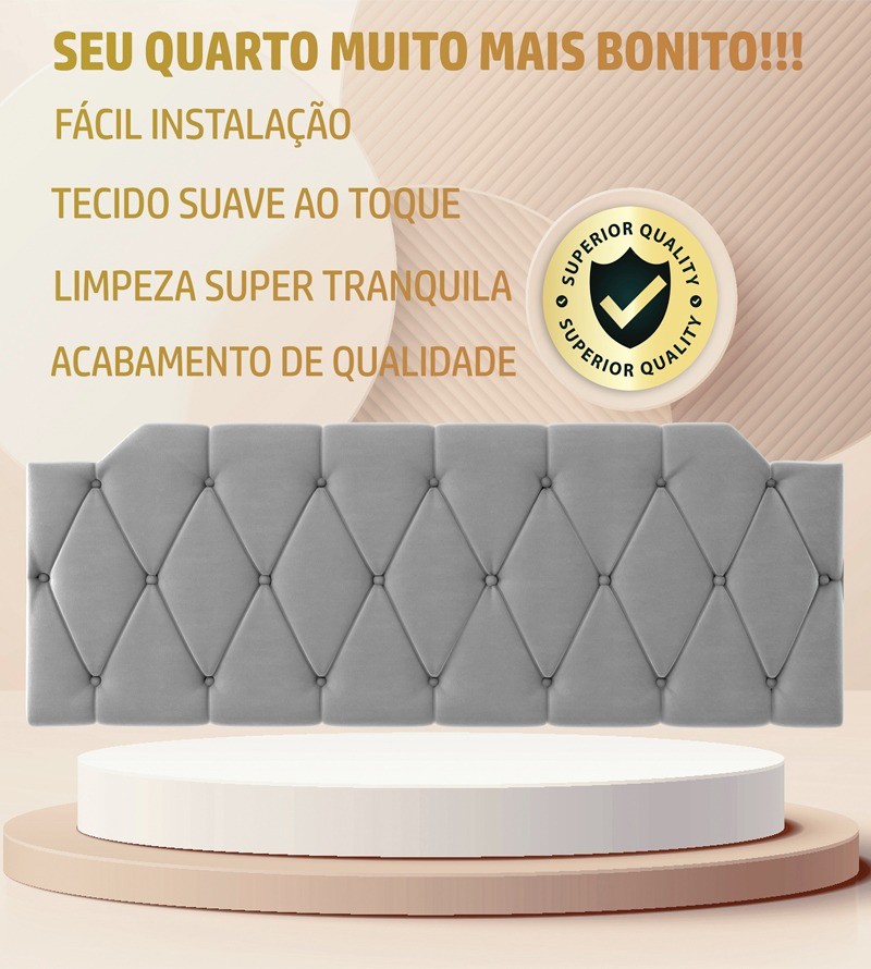 Cabeceira Kelly Suede Estofada para Cama Box de...