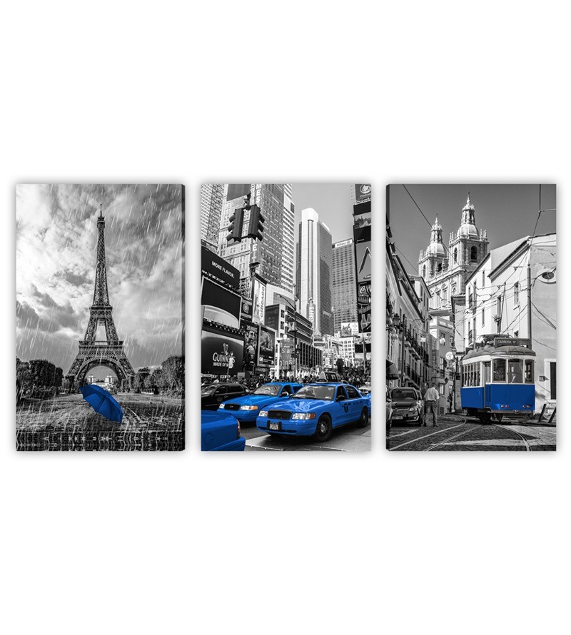 Quadro Decorativo Telas Trio Paris Nova York...