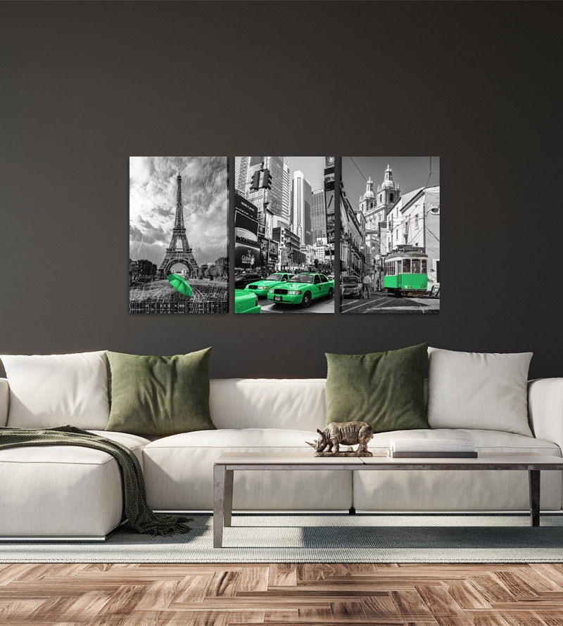 Quadro Decorativo Telas Trio Paris Nova York...