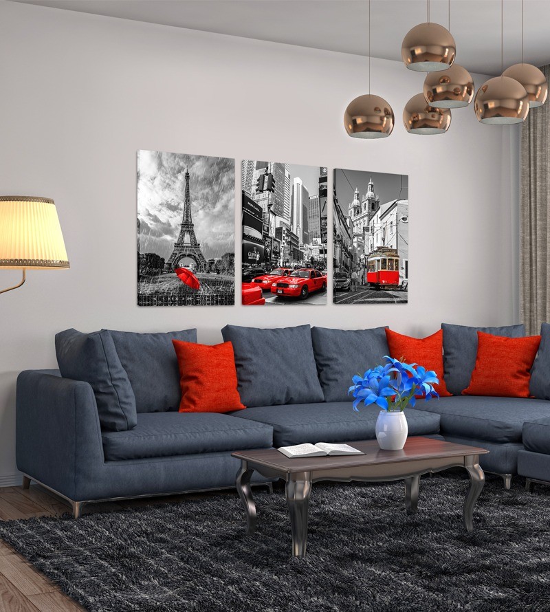 Quadro Decorativo Telas Trio Paris Nova York...