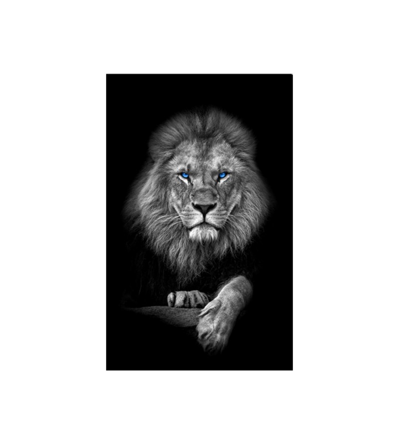 Quadro Decorativo em Tela Leão Preto e Branco
