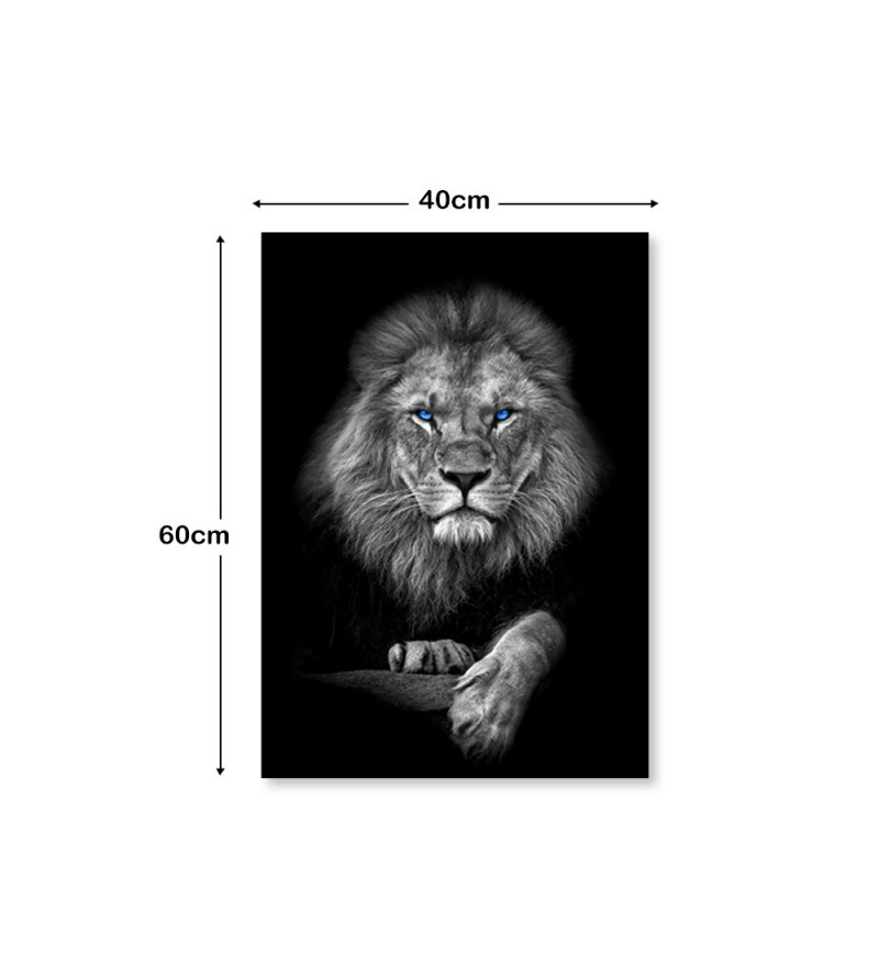 Quadro Decorativo em Tela Leão Preto e Branco