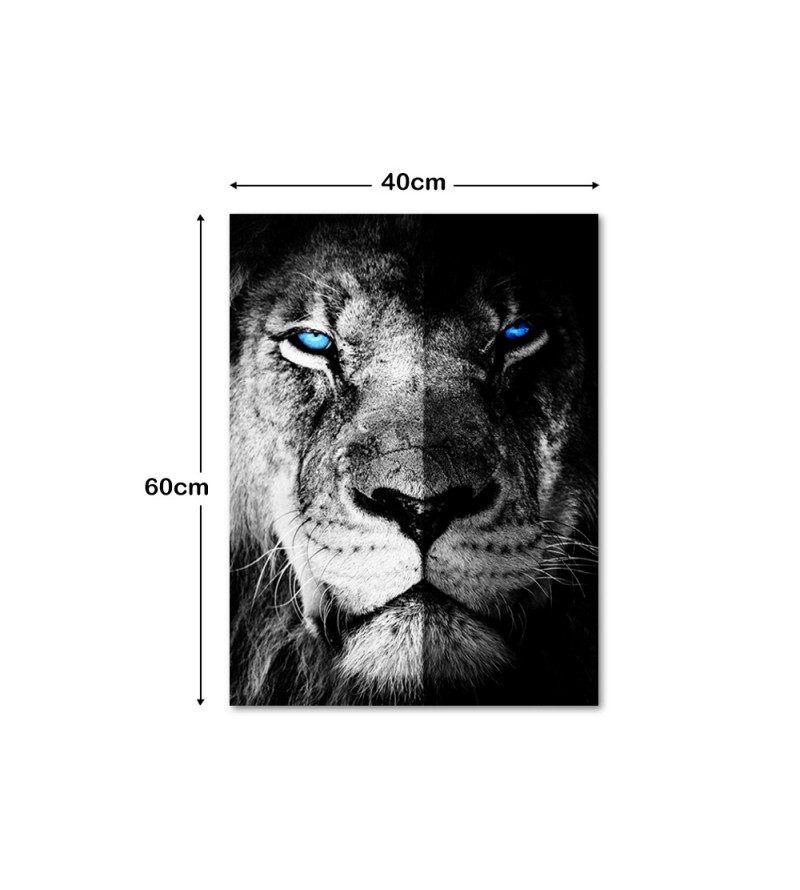 Quadro Decorativo em Tela Rosto do Leão Preto e...