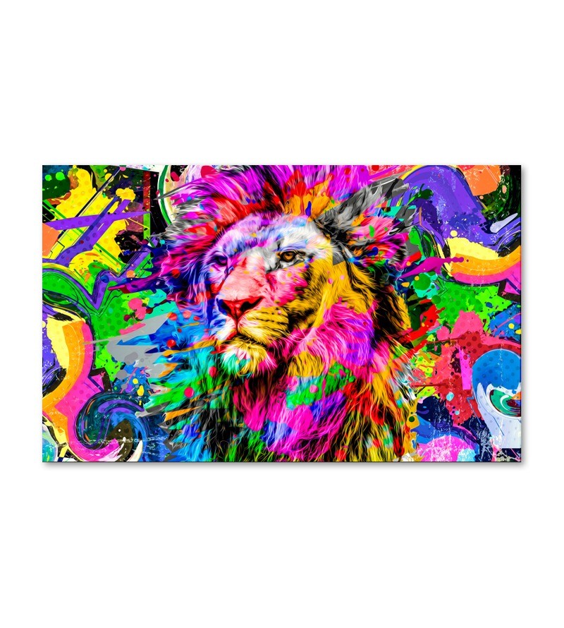 Quadro Decorativo em Tela Leão Moderno Colorido