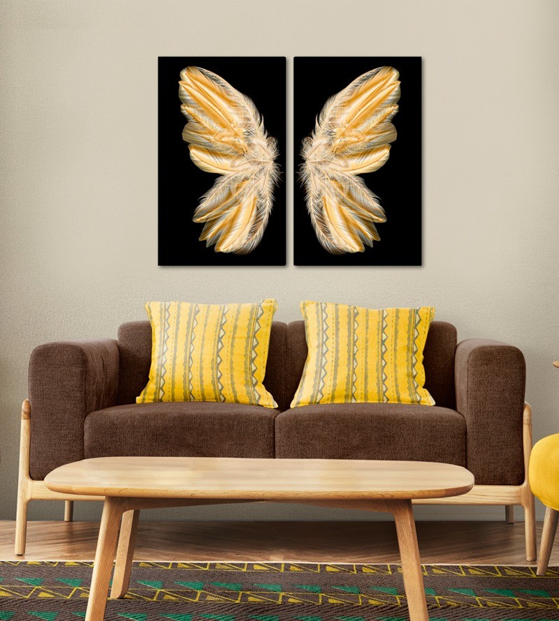 Quadro Tela Dupla Asas de Anjo Decorativa