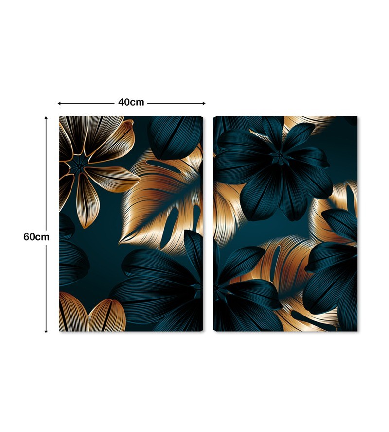 Quadro Tela Dupla Floral Luxuoso Decorativo