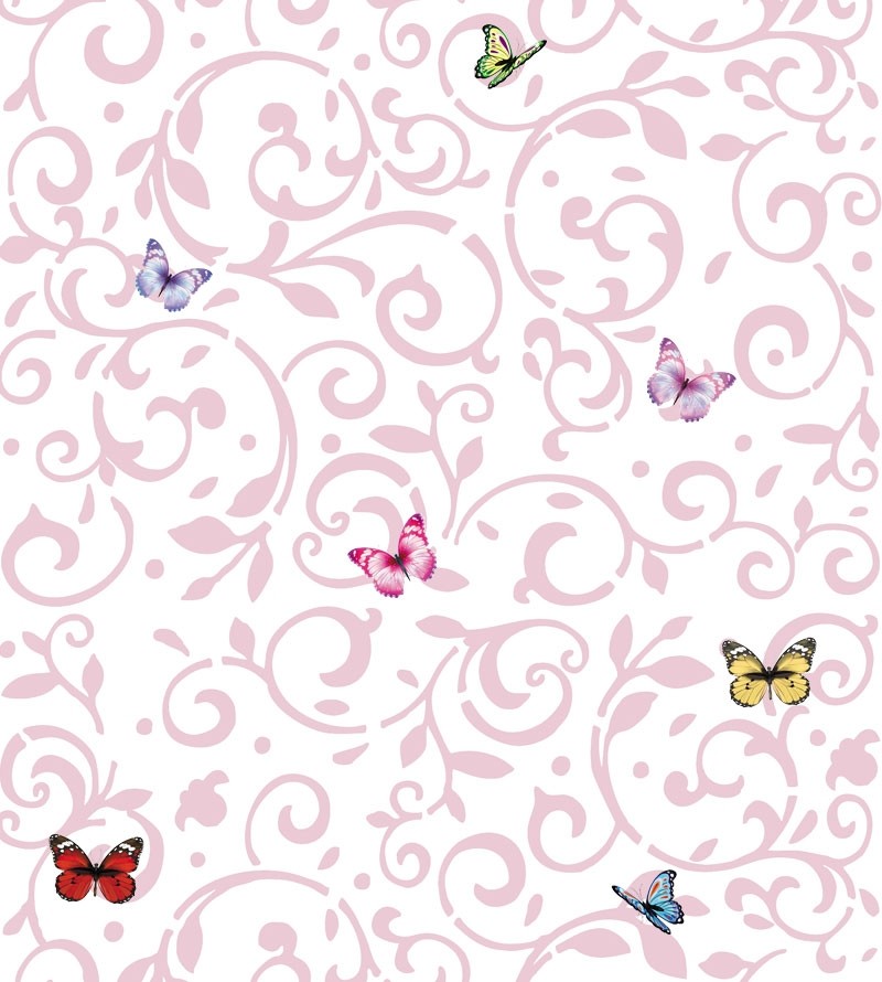 Papel de Parede Xadrez Rosa - Borboleta Decor