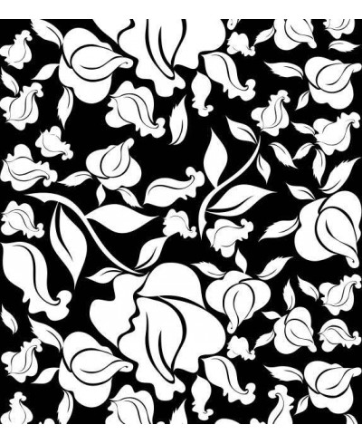 Papel de parede modelo floral, fundo preto com flores brancas - Floral 40