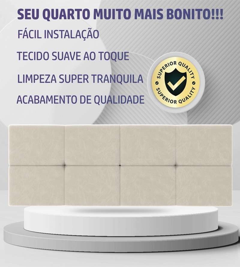 Cabeceira Bruna Suede Estofada para Cama Box de...