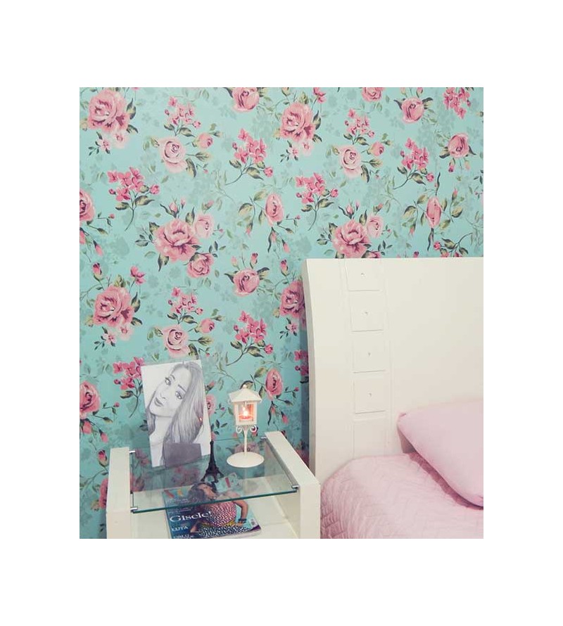 Papel de parede romântico rosa e fundo em verde