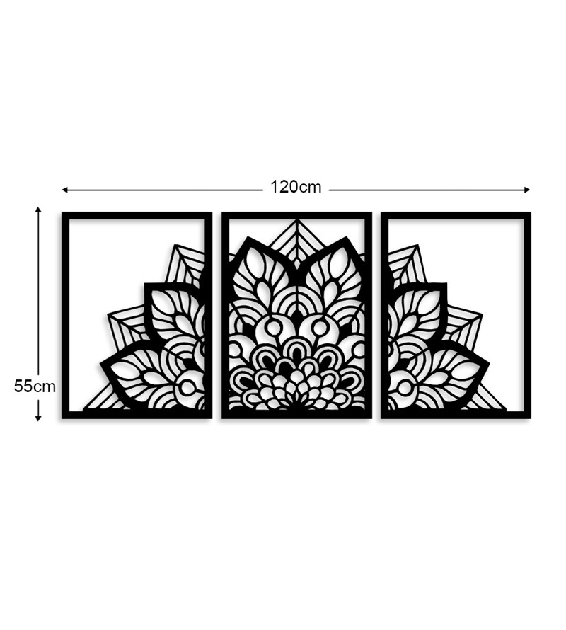Trio Quadros Decorativos Mandala em MDF Vazado