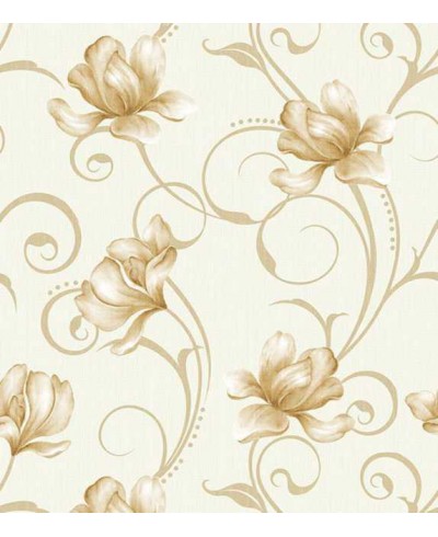 Papel De Parede Floral Ramalhete Bege e Marrom