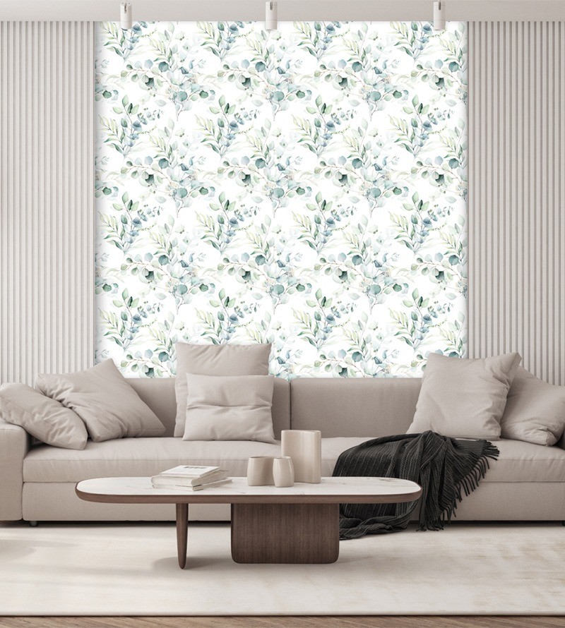 Papel de Parede Floral em Tons de Verde com...