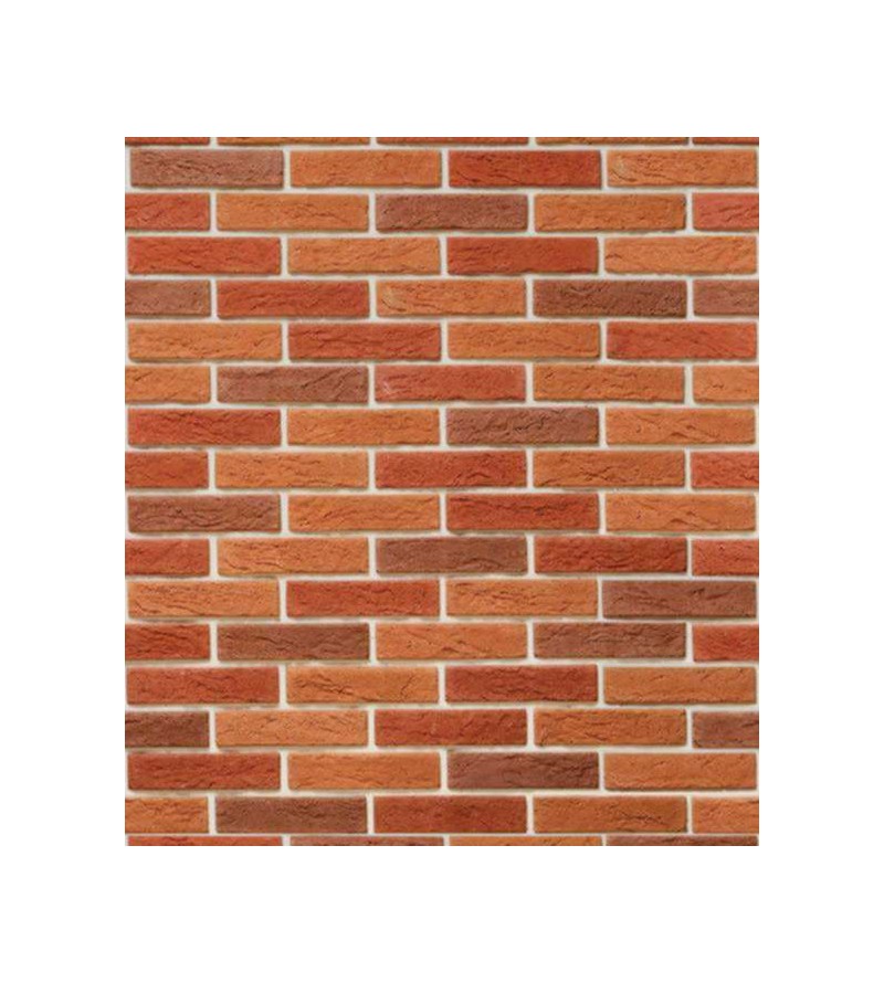 Papel de parede modelo pedras, com tijolos em tons de laranja e marrom, com detalhes na cor bege - Textura 06