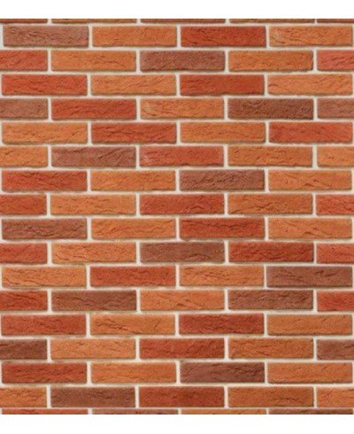 Papel de parede modelo pedras, com tijolos em tons de laranja e marrom, com detalhes na cor bege - Textura 06