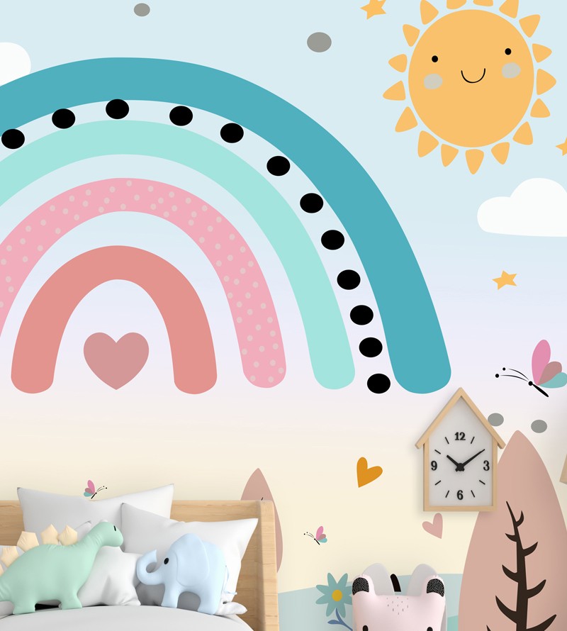 Papel de Parede Foto Mural Infantil Arco Íris...