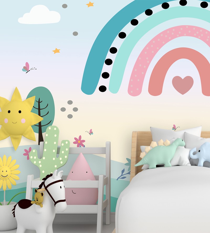 Papel de Parede Foto Mural Infantil Arco Íris...