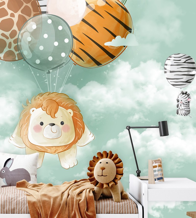 Papel de Parede Foto Mural Aquarela Safari Leão...