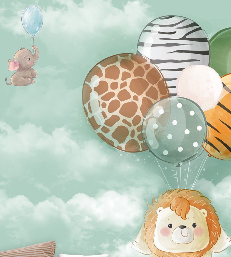 Papel de Parede Foto Mural Aquarela Safari Leão...