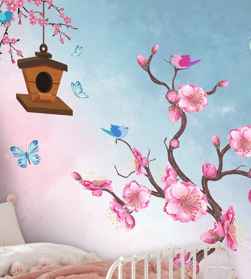 Papel de Parede Foto Mural Infantil Flores de...