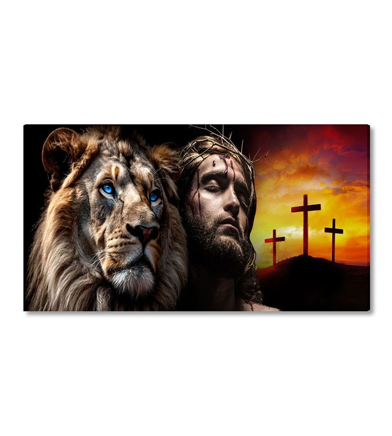 Quadro Decorativo em Tela Leão de Judá Jesus...